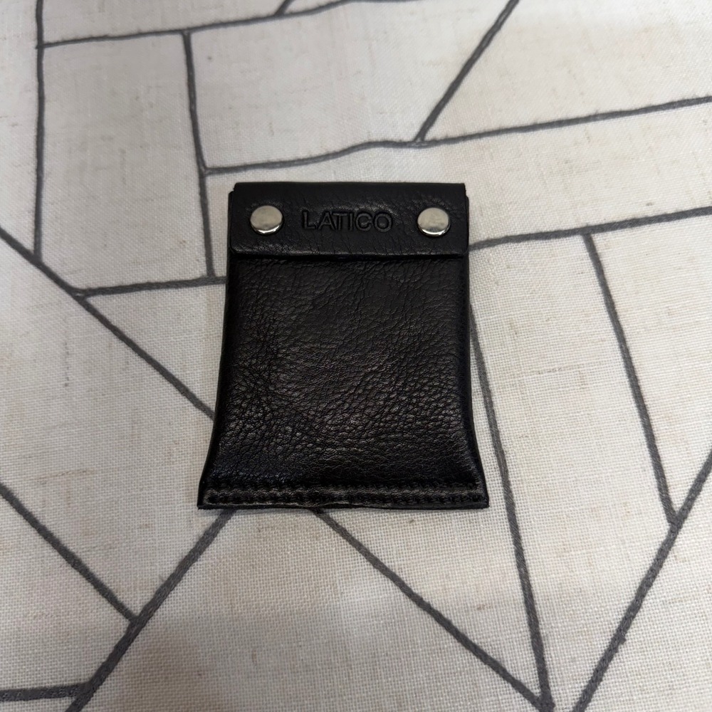 Latico Leather Card Case Pouch OS Black Snap Closure Pebbled Minimalist
